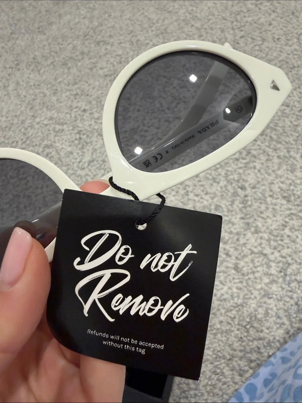 Prada White Round Sunglasses with Black Case (Brand New, Current Season)
